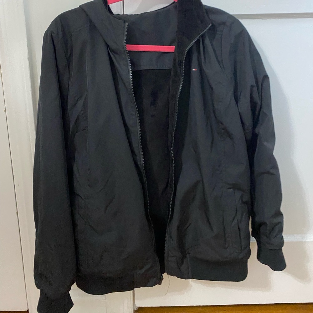 black womens reversible tommy hilfiger jacket